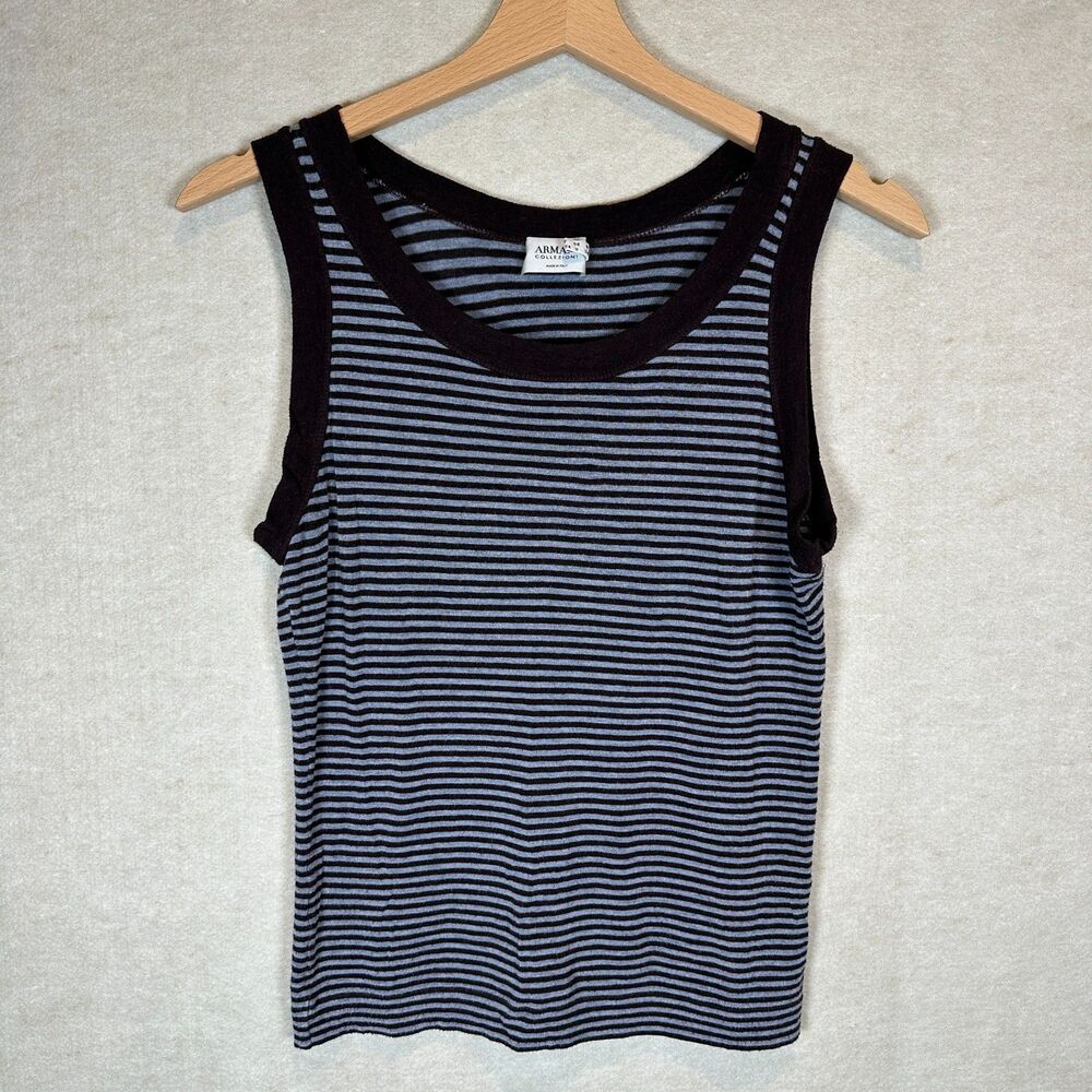 Armani Collezioni Women's 4 Sleeveless Striped Knit Tank Made Italy